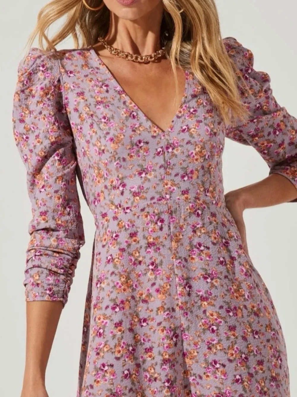 NWT ASTR The Label Purple Floral Midi Size Large - Picture 3 of 12